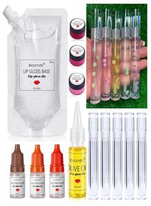 Kit de bricolaje de brillo de labios transparente, juego de fabricación de aceite de labios hidratante con pigmento aromático, contenedor de tubo de decoración de fruta Vegan302k3197220