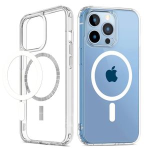 Étuis Magsafing magnétiques transparents pour iPhone 15 Plus 14 13 12 11 Pro Max Étui de protection antichoc mince Aimant Chargeur sans fil Slim High Transparent Cover