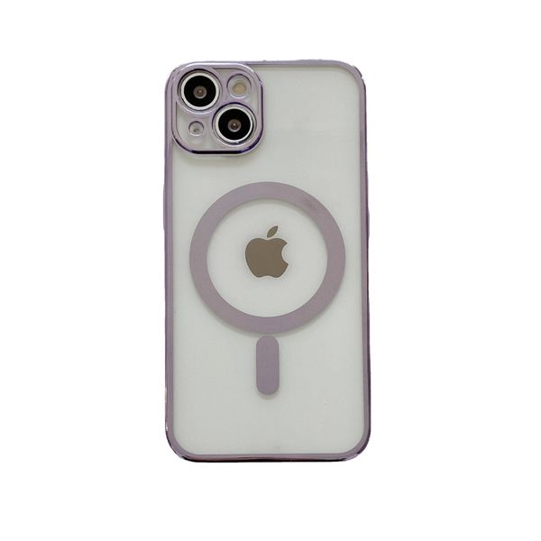 Fundas de teléfono magnéticas transparentes para iPhone 14 Pro Max 13 12 Mini 11 XR XS X 8 7 Plus Funda trasera con revestimiento de moda Compatible con cargador inalámbrico