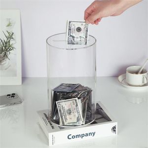 Clear Money Bank Box Acryl Save Money Box Transparant Piggy Bank Cube Saving Coins Opbergdoos Geld Spaar Jar Kids Geschenk