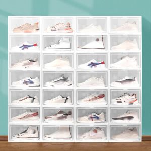 Doorzichtige veelkleurige schoenendoos Opvouwbare opbergruimte Kunststof Transparante huisorganizer Stapelbaar display Boven elkaar geplaatste combinatie Schoenencontainers ZZ