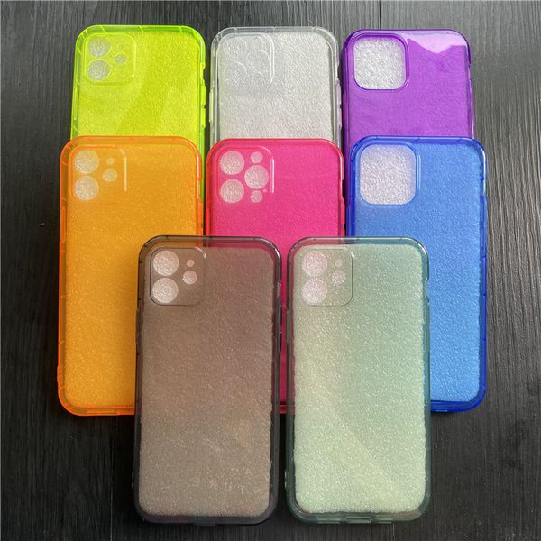 Clear Neon iPhone Case Transparente Colorful Bright Translucent Soft Silicone Cases Slim a prueba de golpes Bumper Cover para iPhone 14 13 12 Pro Max 7 8 Plus