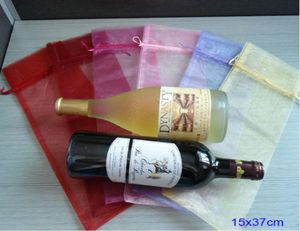 Sac pour bouteille de vin en Organza transparent, 15x36cm, 6x14 pouces, paquet de 50, huile d'olive, Champagne, maquillage, emballage cadeau, pochette de faveur, Sack8145975