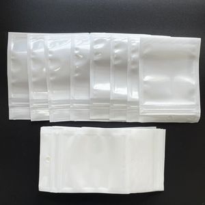 Paquete transparente + blanco Pearl Plastic Poly OPP Embalaje Cremallera Zip Lock Paquetes al por menor Caja de cable Joyas Alimentos PVC Bolsa de plástico muchos tamaños disponibles