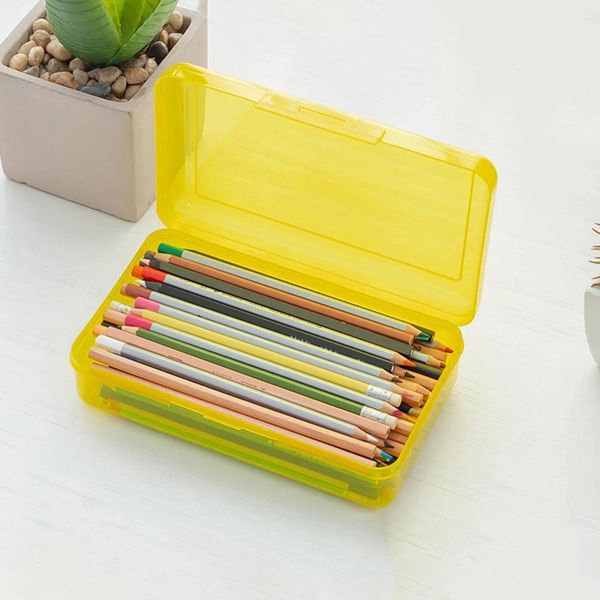 Étui à crayons transparent boîtes organisateur boîtes en plastique grande capacité fournitures scolaires organisateur de stockage