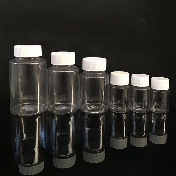 Botella de plástico PET transparente de boca ancha para envasar medicamentos y alimentos de 5 ml a 300 ml al por mayor Xjpwi