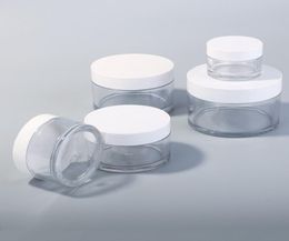 Bouteilles d'emballage en plastique en plastique transparent avec couvercle blanc 30g 50g 100g 150g 200G Récipient cosmétique pour le masque de boue Cream7781880
