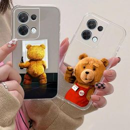 Duidelijke telefooncase voor Oppo Reno 9 8 7 6Z 6 4 3 2z SE Pro plus 4G 5G Case Funda Coque Shell Cute Naughty T-Teddy Bear Paar Anime