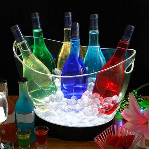 Clear Plastic Ice Bucket with Handles Wine Champagne Bottle Storage Cooler 4L