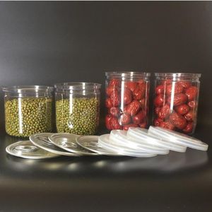 Pot de pot en plastique transparent avec couvercle en métal Contenants de stockage alimentaire facile ouverture en plastique boîte de conserve avec anneau tirant librement