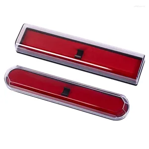 Étuis à crayons en plastique transparent vide porte-stylo unique emballage boîte-cadeau protecteur de poche avec intérieur en flanelle rouge