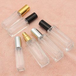 Flacon pulvérisateur de parfum en verre portable transparent 10 ml 20 ml contenants cosmétiques vides avec atomiseur bouchon en argent doré bouteilles de parfum Elopk