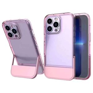 Clear Pudding Jelly Cases PC Hybrid Kickstand 3 in 1 Schokbestendige Cover voor iPhone 15 14 13 12 Pro Max 11 X XS MAX XR Transparante Houder Case 100 stuks