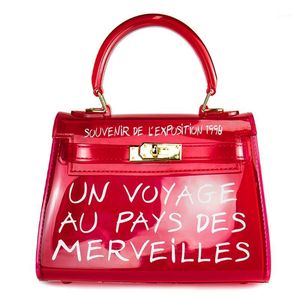 Duidelijke PVC Jelly Vrouwen handtassen snoepkleur transparante schoudertassenzagers voor dame meisjes portemonnee Letter Bolsa11