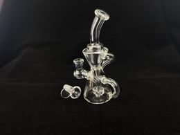 Clear Recycler Glass Hookah Oil Rig Smoking Pipe, 14mm Joint Factory Outlet Welkom op bestelling