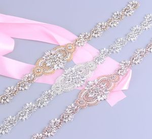 Perle de ramines transparente pour les robes de mariée ceinture en coudre des plaques de broderie en fer appliqués en or rose argenté
