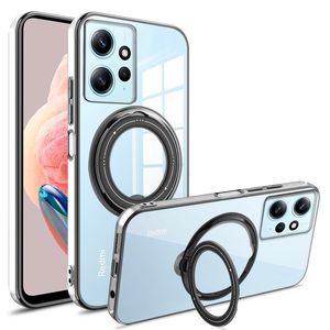 Duidelijke roteerbare ringbeugel Stand magnetisch voor magsafe -cases met lensglazen filmbeschermer deksel voor Redmi A1 9A 10C Note 11 12 Xiaomi 13 Lite Poco X3 X4 Pro Oppo A17 A77