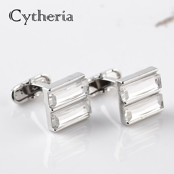 Boutons de manchette de mariage brillant clair pour hommes bouton de manchette en cristal blanc brillant bouton de manchette homme d'affaires boutons de manchette à la mode cadeau de fête mari