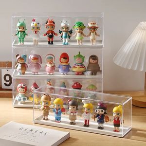 Clear Showcase Cartoon Doll Acryl Blind Box Cijfers weergave Case Stand Dust Proof Toy Storage 231221