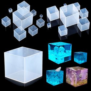 Moldes de cubo de silicona transparente moldes de resina epoxi de resina grande