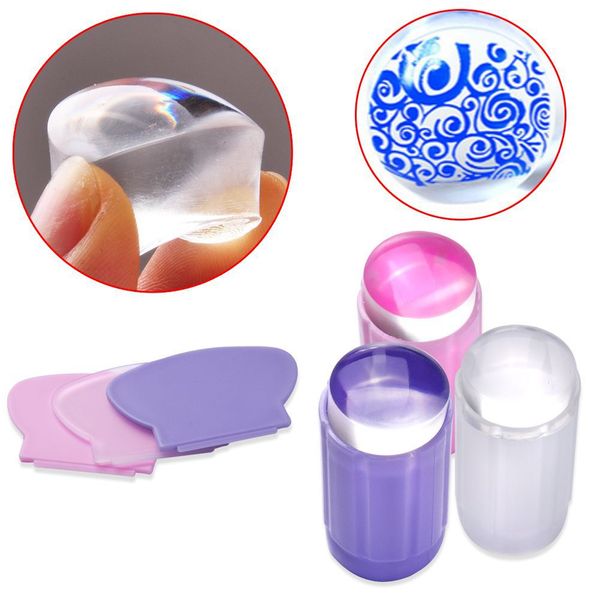 Tampon en Silicone Transparent, gelée transparente, ensemble de grattoir, tampon d'estampage pour vernis à ongles, outil de transfert d'impression, modèle de manucure