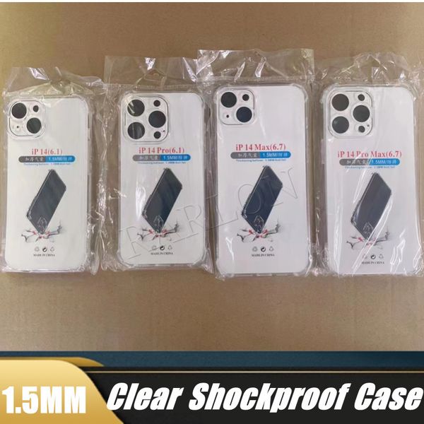 1.5mm Soft TPU Transparent Clear Cell Phone Cases Protecter Silicone Antichoc Couverture Arrière Pour iPhone 15 Pro Max 14 13 12 mini 11 X XS XR 7 8 6 plus étui