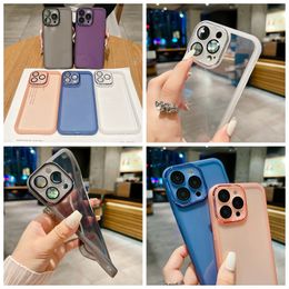 Doorzichtige zachte TPU-hoesjes voor iPhone 15 14 Plus 13 Pro MAX 12 11 Mode Luxe Verchroomde Fijne Gat Camera Lensbeschermer Transparante Smart Mobiele Telefoon Achterkant Huid