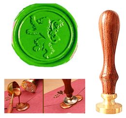 Duidelijke postzegels Vintage Fancy Lion Custom Picture Logo Bruiloft Uitnodiging Wax Seal Sealing Stempel Rosewood Handvat Set Kit