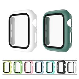 Nieuw Voor Apple horlogekast 45mm 44mm 42mm 41mm 38mm 40mm iwatch serie 1/2/3/4/5/6/7/SE/8 horloge cover met gehard glas in doos pakket