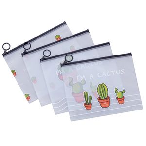 Duidelijke Student Stationalery Pen Bag Cactus Bestandzakmap Reismake -up Lady Schoonheid Opslag Transparante documentaanvestingszakken JY1200