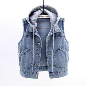 Vider l'entrepôt choisir les gilets pour femmes les restes retirer les grandes marques couper le Logo femme Denim gilet décontracté court