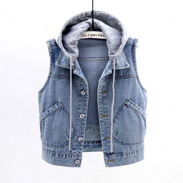 Vider l'entrepôt choisir les gilets pour femmes les restes retirer les grandes marques couper le Logo femme Denim gilet décontracté court