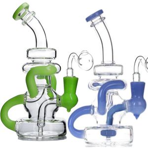 Tuyaux d'eau en verre de bongs en verre épais clairs avec joint mâle de 14mm 2 fonctions plates-formes à huile tuyaux de fumée brûleur à mazout 8 pouces