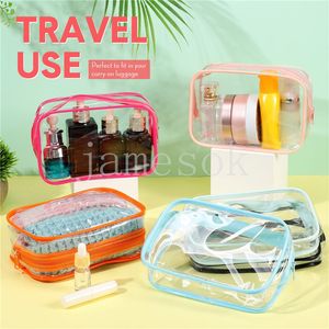 Duidelijke toilettas Travel Make -up Cosmetische tas voor vrouwelijke mannen dragen Airport Airline Compliant Tags DE945