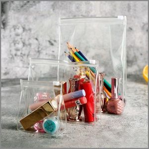 Bolsa de aseo transparente con cremallera de sellado fuerte Bolsa de maquillaje de viaje cosmético de plástico de PVC Bolsas de lavado a prueba de agua para baño de vacaciones y Organi Gxdf