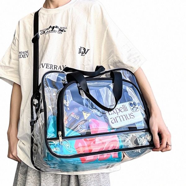 Sac fourre-tout transparent Hommes Femmes Sacs à bandoulière transparents Stade approuvé Voyage PVC Sacs cosmétiques Sac à main Grand Gym Sacs de sport Nouveau N9MU #