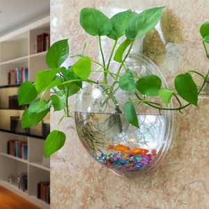 Duidelijke transparante opknoping glazen vaas lucht plant muur glazen terrarium muur bubble terrarium fish tank voor thuis muur decor