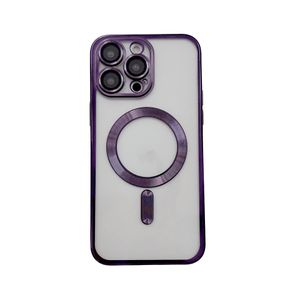 Effacer des étuis de téléphone magnétique transparents avec un film d'objectif pour iPhone 14 plus 13 12 11 Pro Max Couverture du motif CD électroplastique