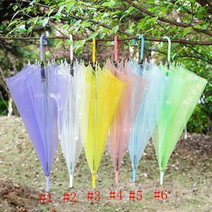Clear Transparent Rain Umbrella PVC Rain Dome Bubble Rain Sun Shade Long Handle Straight Stick Umbrella 90pcs DAJ474