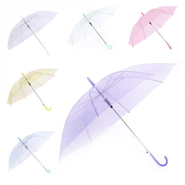 Parapluie de pluie Transparent transparent PVC dôme de pluie bulle pluie pare-soleil parapluies de fête de mariage longue poignée parapluie droit C564