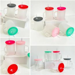 Tazas de café de vidrio con sublimación en blanco, transparentes, reciclables, con alto contenido de borosilicato, jalea colorida, 17 oz, con plástico coloreado ZZ