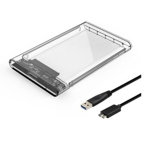 Caja transparente para disco duro externo USB3.0 a SATA3.0 con Cable para HDD y SSD de 2,5 pulgadas, interfaz SATA Gard Clear