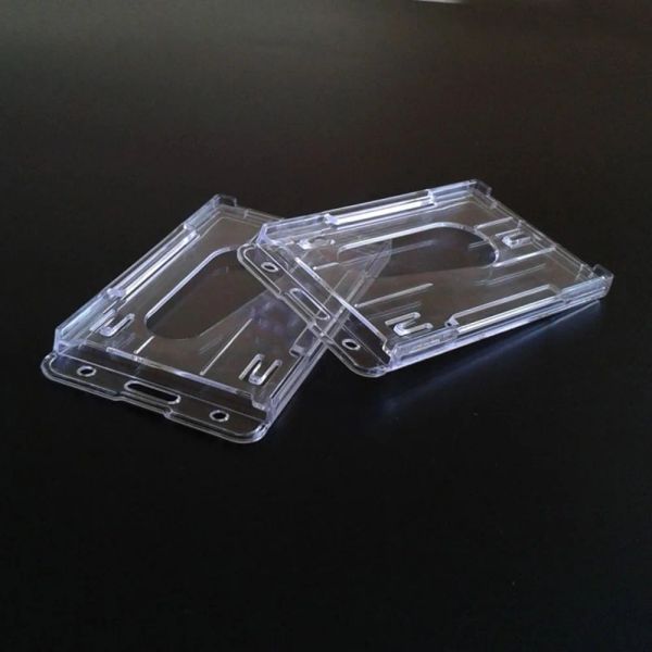 Clear Vertical Hard Plastic Badgeder Double Card ID Transparent Transparent 10x6cm Credit Card Carte
