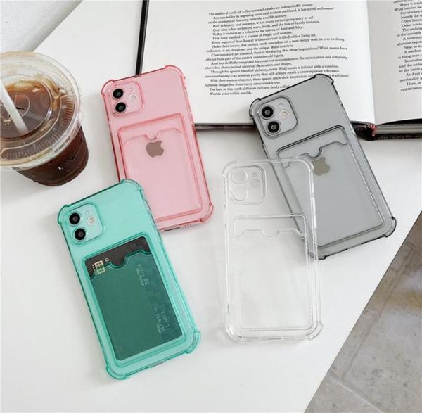 Étui portefeuille Transparent pour iPhone, pour modèles 12, 11 Pro Max, XR, XS, 7, 8 Plus, protection complète, souple, pare-chocs, fente pour carte, couverture arrière transparente, 5060499