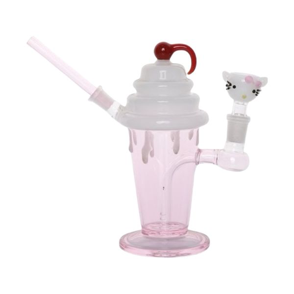 Réseau d'entrepôt transparent à crème glacée rose rouge Sac de pipe à eau en verre en verre, dames rose mignon bouteille de pipe à eau