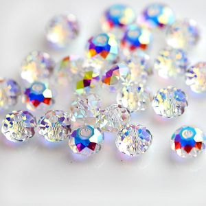 CLEAR WHITE AB CRYSTAL GLASS BEADS 4MM 8MM 10MM 12MM #5040 SPACER BEADS FOR JEWELRY MAKING