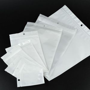 Doorzichtige witte parel Plastic Poly OPP-verpakking Zakken met rits Zip-lock Retailpakketten PVC-tas voor Case Vgdmq