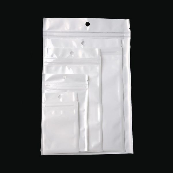 Blanc clair Perle Plastique Poly OPP Emballage Zip Retail Packages PVC Plastic Bag 11 19cm 12 15cm 12 20cm 13 21cm 13 24cm 16 24cm 5002350