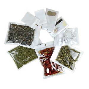 Paquet refermable de preuve d'odeur de tirette de sachets en plastique blancs refermables pour la poche de sac de stockage de thé de café de nourriture