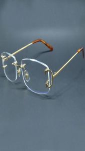 Fil clair C Eyeglass Small Square Rimless Eyes Lunes Frames Vintage Eyewear Spectacles Desinger Luxury Carter Clear Optical Fi3372221